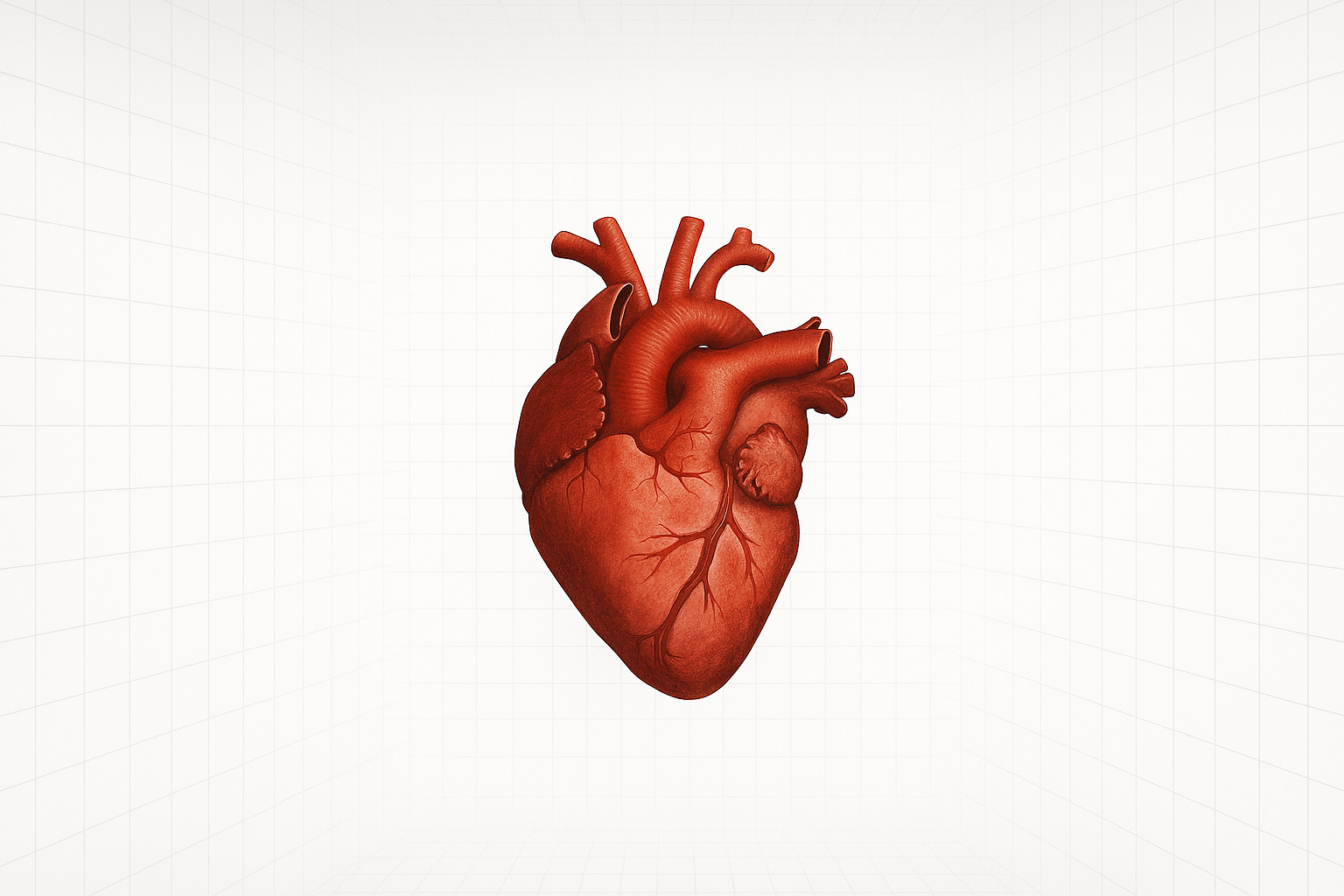 Human heart within Pure White as Snow Matrix like loading program